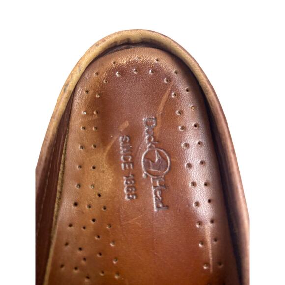 Duck Head Meens Brown Leather Woven Slip on Loafers Moc Toe Comfort Shoes 10 - Picture 5 of 6